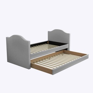 Twin Madigan Faux Leather Upholstered Day Bed and Roll Out Trundle Frame Set - Eco Dream - 1 of 4