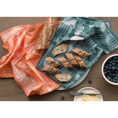Oak Park Orange and White Cotton Jacquard Kitchen Towel Set