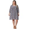 Agnes Orinda Women's Plus Size V Neck Drawstring 3/4 Sleeve Summer Flowy A Line Midi Babydoll Dresses - 3 of 4