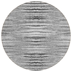 Silver Gray And Charcoal Striped Washable Indoor Outdoor Area Rug - 1 of 4