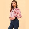 INSPIRE CHIC Women's Stand Collar Floral Prints Zip Up Lightweight Short Jacket - 3 of 4