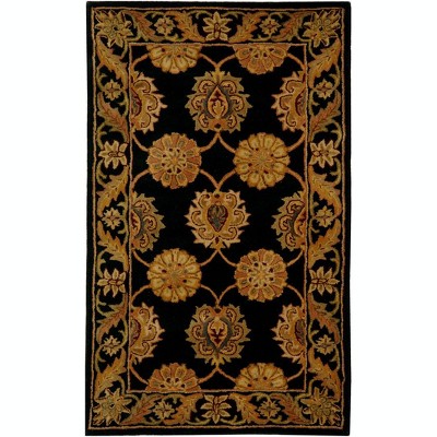 Heritage Black and Gold Hand-Tufted Wool Area Rug 3' x 5'