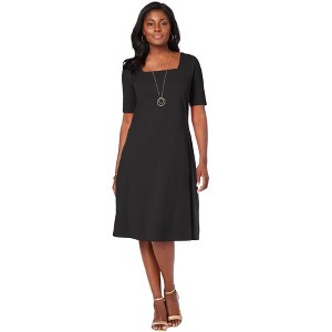 Jessica London Stretch Cotton Square Neck Midi Dress - 1 of 4