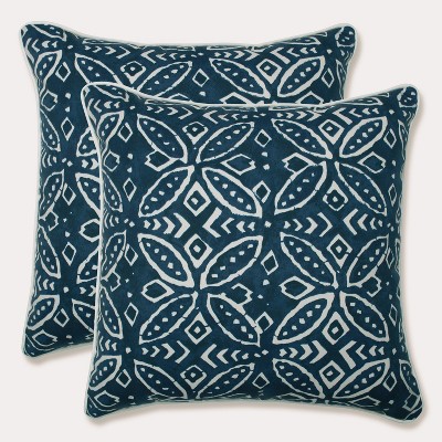 18.5" 2pk Merida Indigo Throw Pillows Blue - Pillow Perfect: Weather-Resistant, Square Shape, Nautical Style