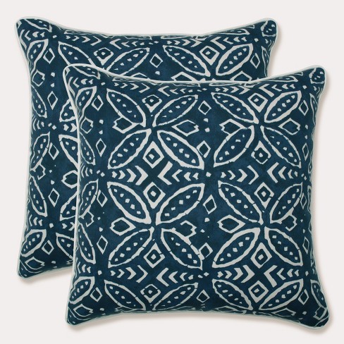 18.5" 2pk Merida Indigo Throw Pillows Blue - Pillow Perfect: Weather-Resistant, Square Shape, Nautical Style - image 1 of 4