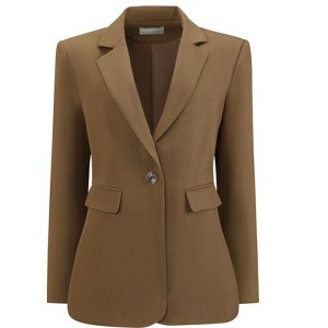 INSPIRE CHIC Women's One Button Notched Lapel Long Sleeve Full Lined Flap Pocket Semi Formal Suit Jacket Blazer - 1 of 4