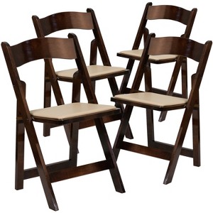 Emma and Oliver 4 Pack Wood Folding Chair with Vinyl Padded Seat - 1 of 4