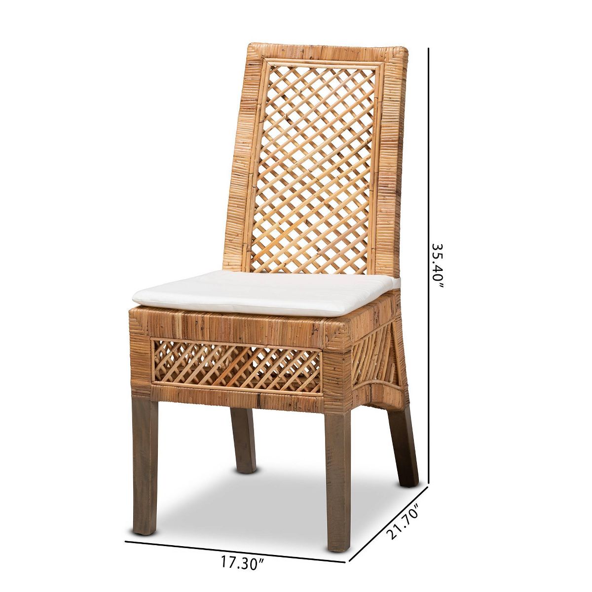 2pc Argos Rattan and Wood Dining Chair Set Natural/Brown - bali & pari: Tropical Craftsmanship, Plush Comfort - thumbnail 9