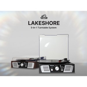 VICTOR Lakeshore 5-in-1 Turntable System with 3-Speed Record Player, Dual Bluetooth In & Out, USB Playback & Record, and Built-in Stereo Speakers, - 1 of 4