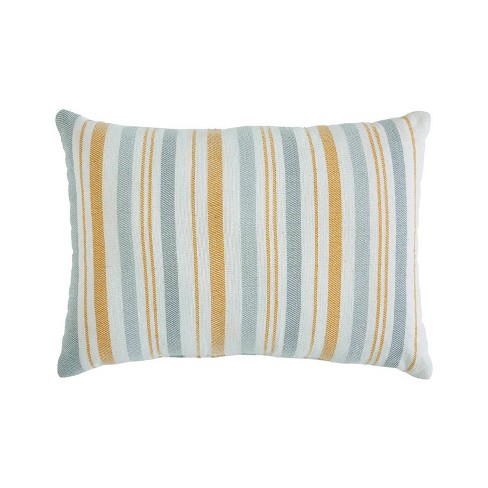 Vcny 14 x20 Oversize Tufted Boho Striped Cotton Lumbar Throw Pillow Gray Yellow Accents Tassels Indoor Use Target