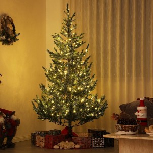 Whisen 6FT Artificial Prelit Christmas Tree with LED Lights and 1933 Tips, Easy Assembly - Green - 1 of 4