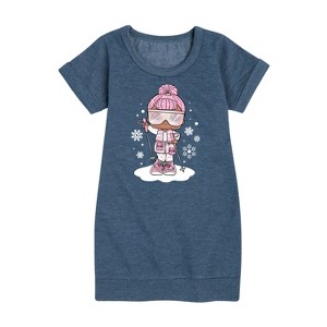 - Lol Surprise! - Snowbunny And Snowflakes Graphic Short Sleeve Fleece Dress - 1 of 4