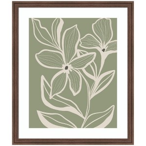 Kate and Laurel Delicate Flowers with Veins by Nikita Jariwala Framed Wall Art Print, 22 x 26, Florence Medium Brown - 1 of 4