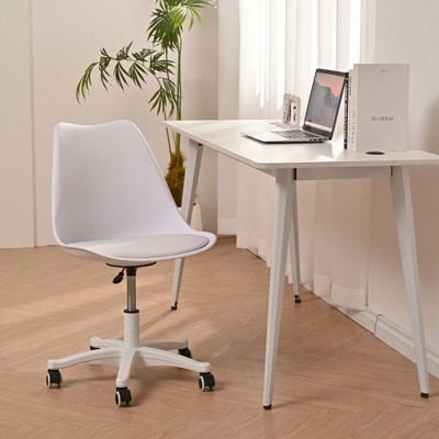 Adjustable Rolling Chair With Wheels, Armless Office Chair, Ergonomic Computer Desk Chair With Wheels, Support Swivel Task Chair