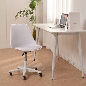 Adjustable Rolling Chair With Wheels, Armless Office Chair, Ergonomic Computer Desk Chair With Wheels, Support Swivel Task Chair - 1 of 4