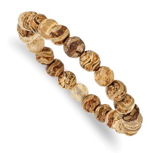 Black Bow Jewelry 8mm Neutral Color Agate Beaded Stretch Bracelet, 6.75 Inch - 1 of 4