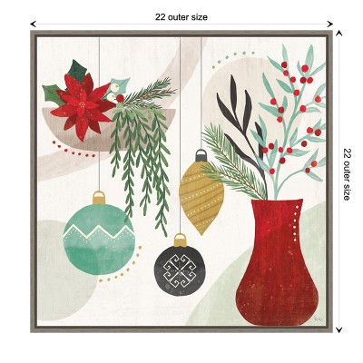 Nordic Christmas Ornaments Canvas Framed Wall Art 22" x 22"