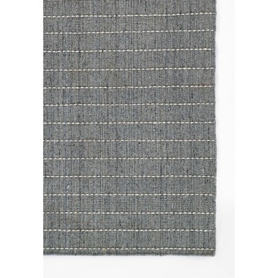 Handmade Blue Striped Wool and Synthetic Rug, 5' x 8'