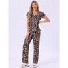INSPIRE CHIC Womens Short Sleeve V-neck Top Drawstring Pants Pajama Sets with Pockets - 2 of 4