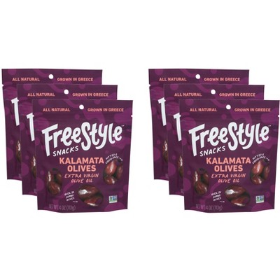 Freestyle Snacks Kalamata Olives Extra Virgin Olive Oil- Case of 6 - 4 oz