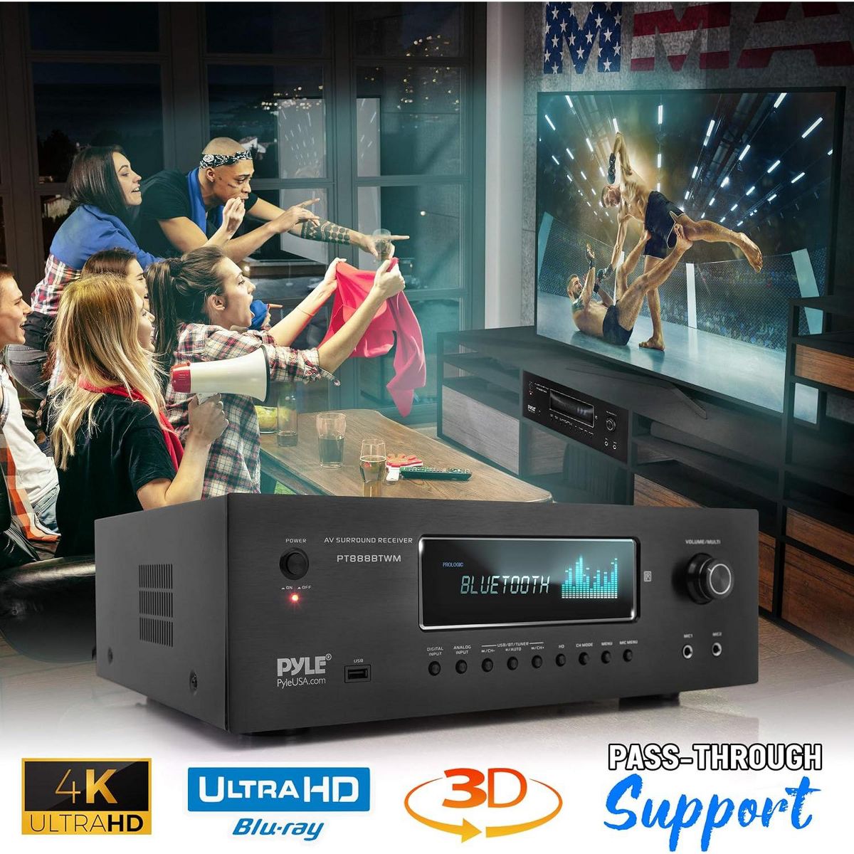 5.2-Channel Surround Sound Receiver for Streaming with 4K Ultra HD Support, Bluetooth Compatible, Enhanced Audio Experience - thumbnail 5