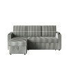 85 Inches Corduroy Sofa Bed, 3 Seater Sleeper Sofa with Storage Chaise, Square Handrail with Two Cup-Holders and USB Charge Port - 2 of 4