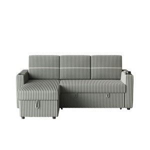 TiramisuBest 85 Inches Corduroy Sofa Bed, Modular Sectional Sofa with Storage, Sideboard Buffet Style Design for Living Room - 1 of 4