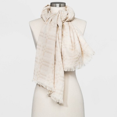 Women's Plaid Oversized Square Scarf - Universal Thread™ Cream