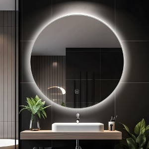 24 in. W x 24 in. H LED Rectangular Frameless Wall Mirror in Silver - 1 of 4