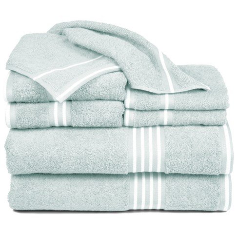 8pc Striped Bath Towel Set Aqua - Yorkshire Home