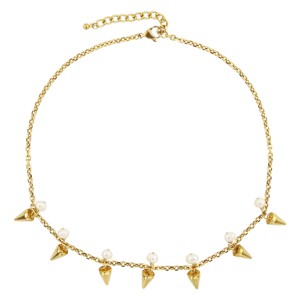 Slate by Rebl Spike & Pearl Chain Necklace  18K Gold Plated Stainless Steel - 1 of 3