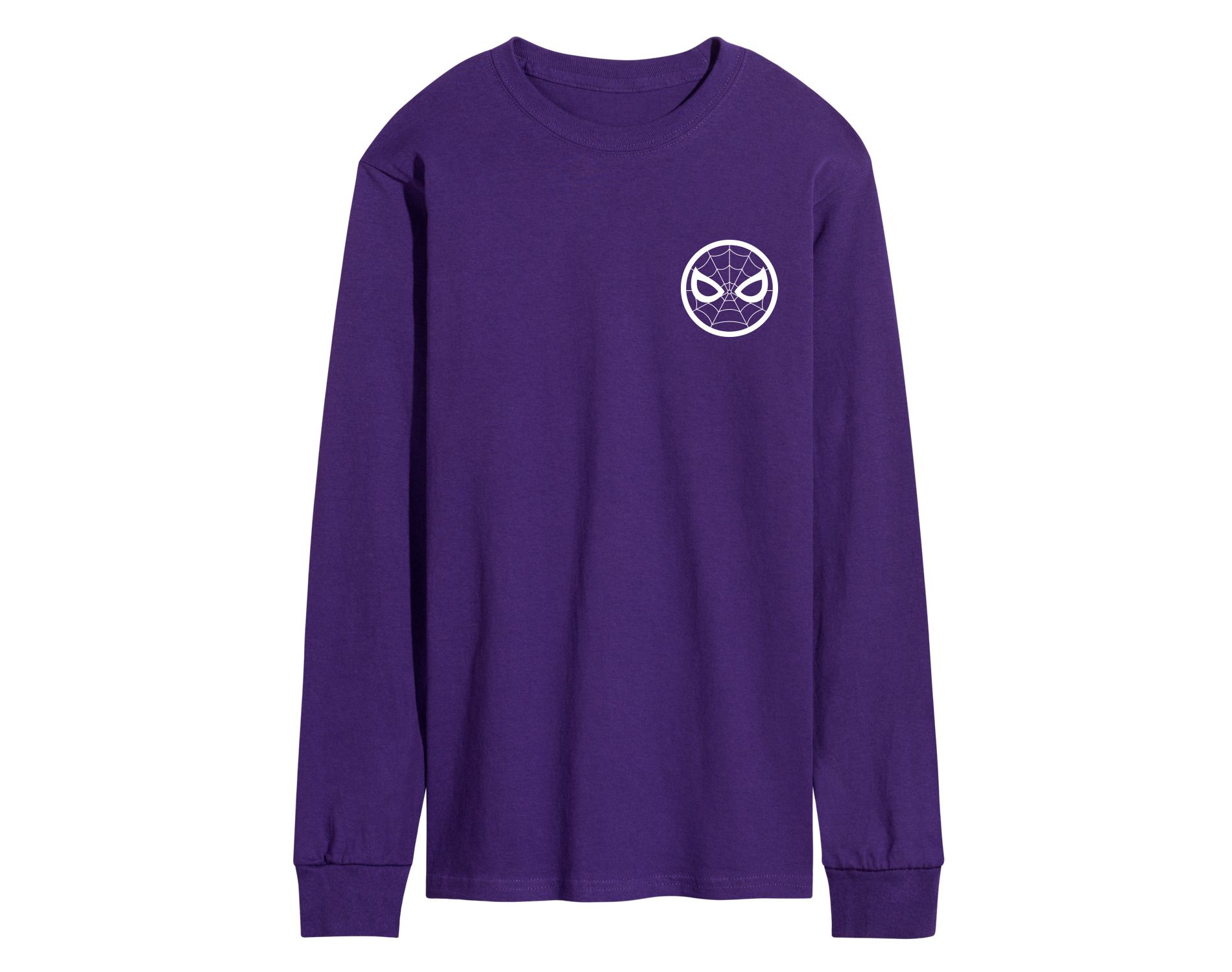 Men's Marvel Spiderman Deck The Walls Long Sleeve Graphic T-Shirt - Purple - 3 X-Large