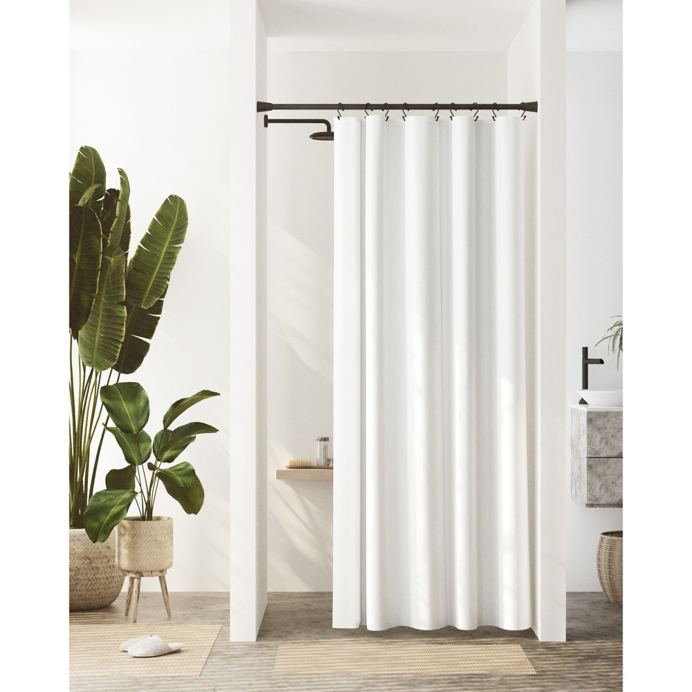 Photos - Shower Curtain Waterproof Stall Post Consumer Recycled Cotton Shower Liner White - Zenna