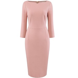 Hobemty Women's 3/4 Sleeve Work Boat Neck Elegant Business Sheath Dresses - 1 of 4