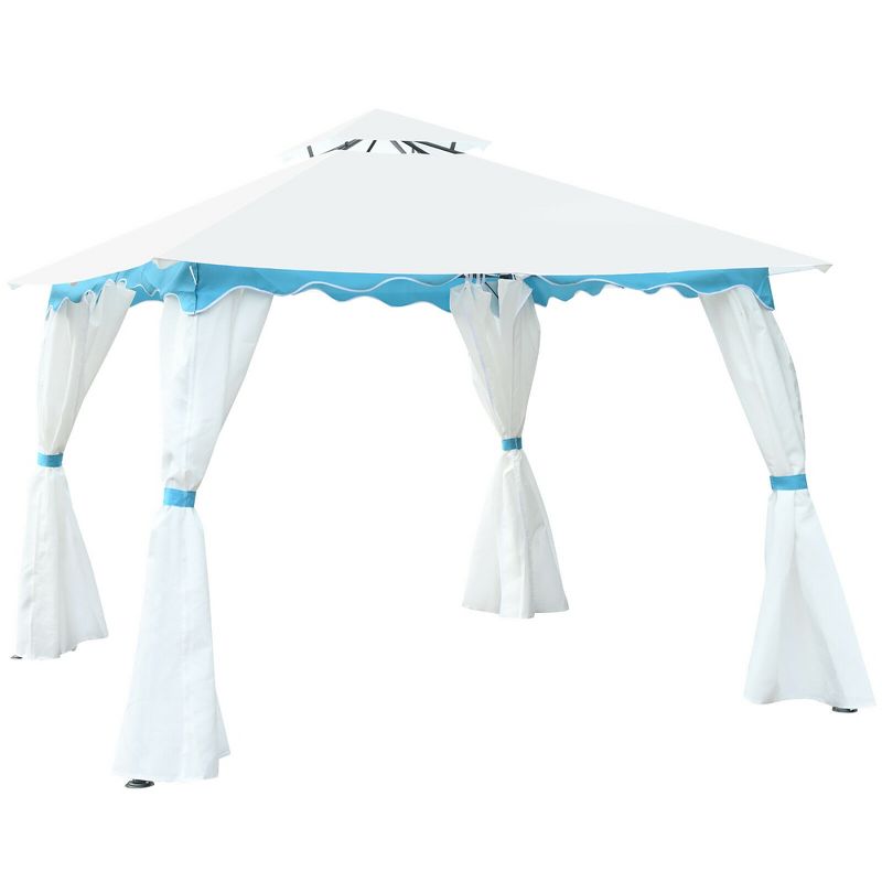 Costway 2 Tier 10'x10' Patio Gazebo Canopy Tent Steel Frame Shelter Awning W/Side Walls, 1 of 11