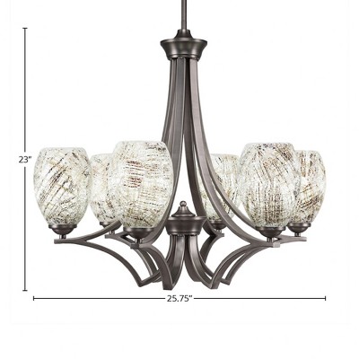 Toltec Lighting Zilo 6 - Light Chandelier in  Graphite with 5" Natural Fusion Shade