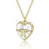Guili 14K Gold Plated with White Mother Of Pearl Heart with Bow Pendant Neckalce For Kids - 2 of 2