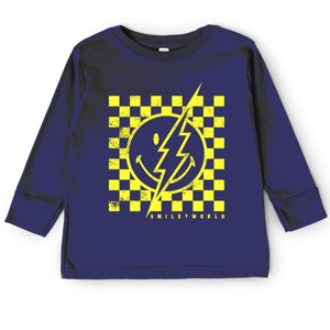 The Juniper Shop SmileyWorld Checkered Lightning Distressed Toddler Long Sleeve Tee - 1 of 4