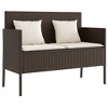 vidaXL Patio Bench with Cushions Brown Poly Rattan - 2 of 4