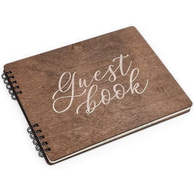 Paper Junkie Wedding Guest Book with Rustic Wooden Design with Lined Pages for Sign or Leave Messages (11.25 x 8.75 inches)