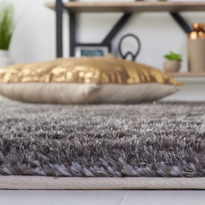 Hand-Tufted Gray Shag Wool Blend Area Rug, 42" x 6"