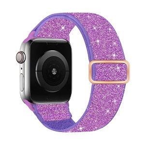HTUTWOO Shiny Apple Watch Band, Nylon Stretchy Strap 38/40/41/42/44/45/49mm for iWatch Series 11 10 9 8 7 6 5 4 3 2 1 SE Ultra - 1 of 4