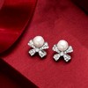 Ross-Simons 5mm Cultured Pearl and .25 ct. t.w. Diamond Bow Earrings in Sterling Silver - 3 of 4