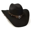Western Express Black Suede Finish Western Hat with Steer Skull Hat Band and Leather Accents - 2 of 4