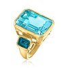 Ross-Simons 14.00 Carat Blue Quartz and 2.20 ct. t.w. London Blue Topaz 3-Stone Ring in 18kt Gold Over Sterling - 3 of 4