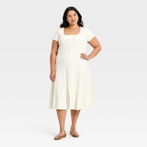 jeans dress midi Indigo Puff Sleeve Denim Midi Dress – Mint Velvet