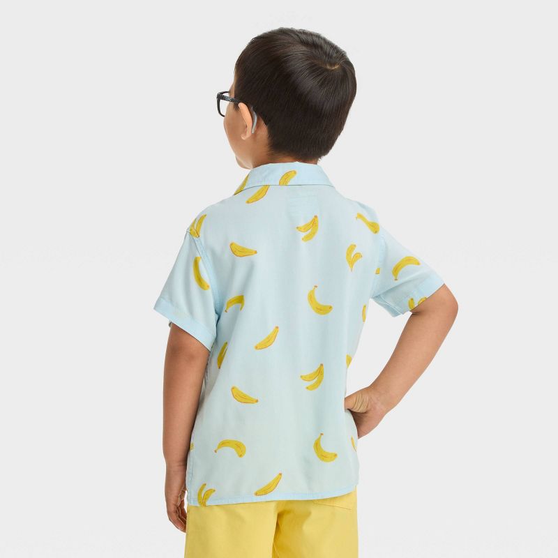 Toddler Boys' Banana Challis Shirt - Cat & Jack™ Blue, 3 of 5