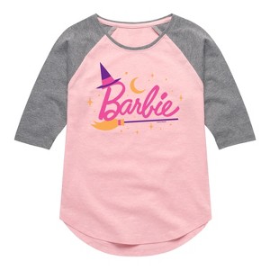 Girls' - Barbie - Barbie Witch Logo Shirt Tail Raglan Graphic T-shirt - 1 of 4