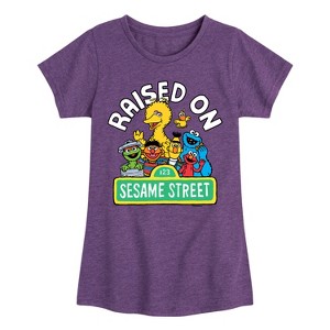Girls' - Sesame Street - Raised On Sesame Street-Girls Fitted Short Sleeve Graphic T-Shirt Fitted Short Sleeve Graphic T-Shirt - 1 of 4