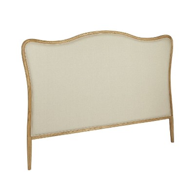 Storied Home King Oak Wood Headboard Beige: Upholstered, Freestanding ...